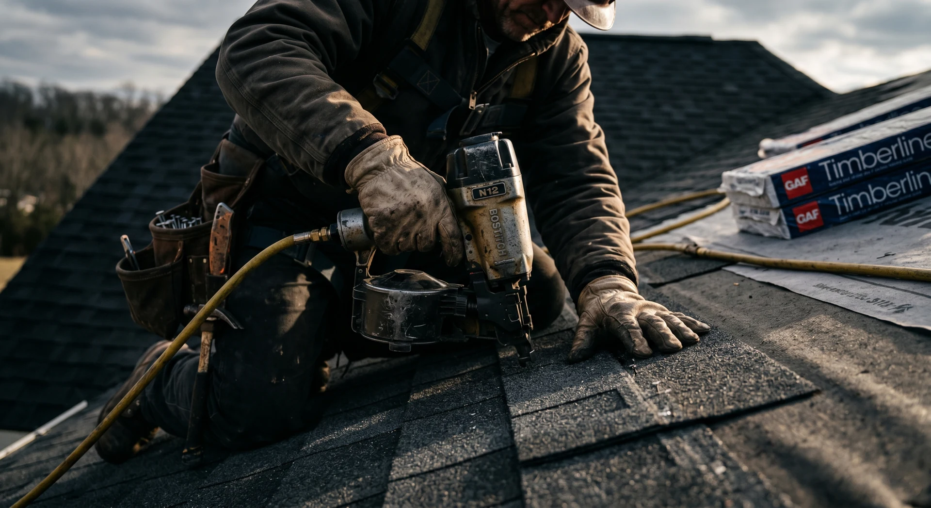 Roofer at work